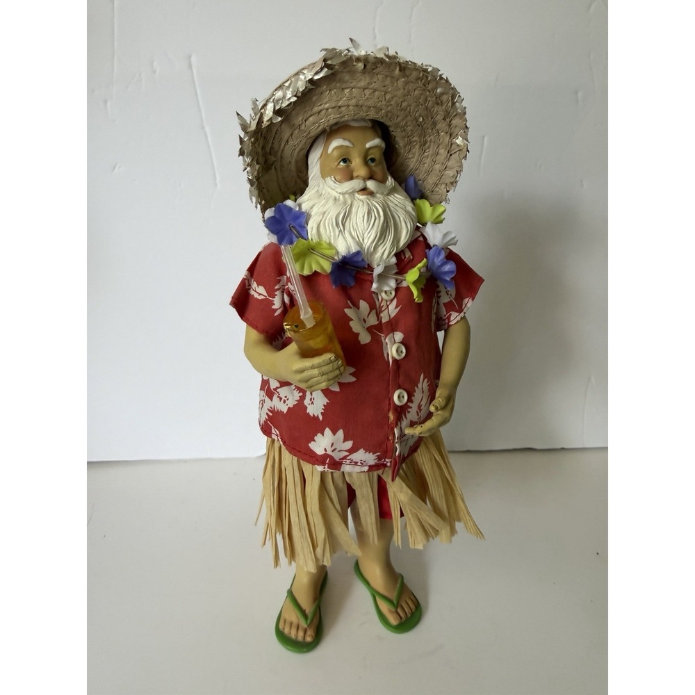 Hawaiian Santa Clothique by Possible Dreams Aloha Lei Grass Skirt & Drink Binj